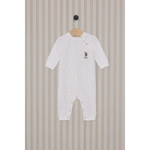 Erkek Bebek Uzun Kol Patiksiz Tulum  Krem