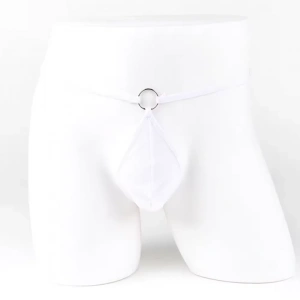 Fantezi Beyaz Transparan Halkalı Tül Erkek String Seksi Erkek İç Çamaşırı