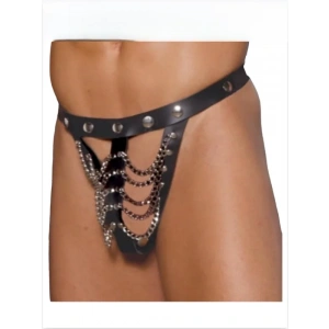 Fantezi Deri Zincirli Erkek Tanga İç Çamaşırı