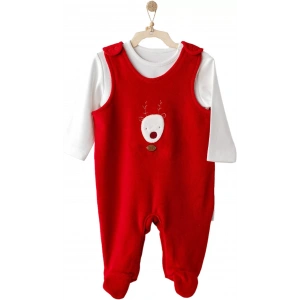 Happy Newyear Kadife Bebek Tulum Takım Red