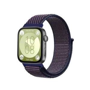 Huawei Fit 4 Hasırlı Cırtcırtlı Kordon - Mavi-Beyaz