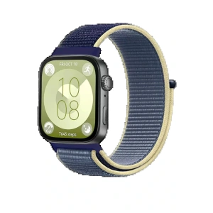 Huawei Fit 4 Hasırlı Cırtcırtlı Kordon - Sarı-Lacivert