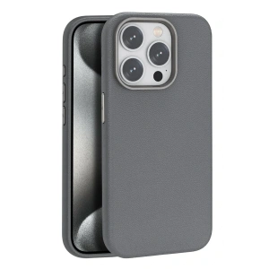 iPhone 15 Pro Kılıf Wonder Deri Magsafe Kapak - Titan Gri