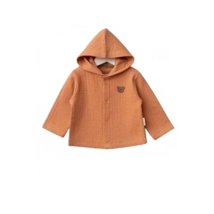 Kapüşonlu Bebek Hırka  Kiremit