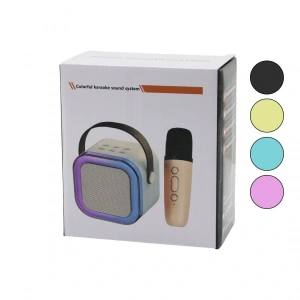Karaoke Mikrofonlu Wireless Hoparlör - Speaker Işıklı Usb Şarjlı Dc 5v - Tf - Aux K-12 (4172)