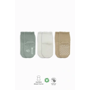 Kaymaz Penye Soket Çorap 3lü  Nil Ekru Bej