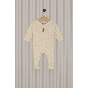Kız Bebek Patikli Tulum  Krem
