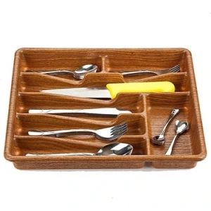 Küçük - Ahşap Renk - 7 Bölmeli Çekmece İçi Kaşıklık 36x32cm (4172)