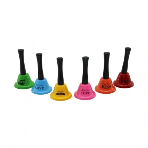 Küçük   Tutmalı - Sallamalı  Restorant Otel Zili Renkli Metal Çap: 6.5cm - Pls.saplı Boy: 12cm (4172)