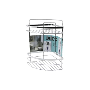 Lamalı   2 Katlı - Üçgen   Krom   Metal  Banyo Köşelik - Duşkabin Raf (4172)