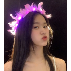 Led Işıklı Rengarenk Yanan 3 Fonksiyonlu Otrişli Parti Tacı Pembe Renk 12x12 Cm (4172)