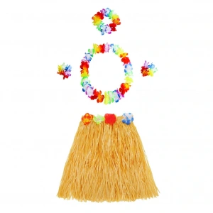 Luau Aloha Hawaii Kolye Etek Taç Ve Bileklik Seti Turuncu (4172)