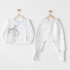 Magical Butterfly Müslin 2li Zıbın Takım White