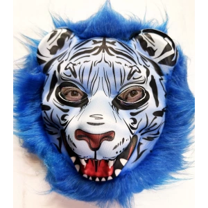 Mavi Saçlı Kaplan Maskesi Kurt Maskesi Mega Peluş 27 No (4172)
