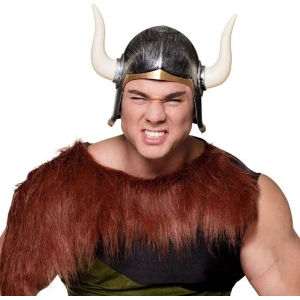 Mega Boynuzlu Viking Ivar Kaskı Eskitilmiş Desen Gümüş Renk (4172)