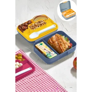 Meyve Suyu Bölmeli - Tabaklı Beslenme Kabı  Diyet Kabı -Çatal Bıçak Kaşık Dahildir