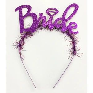 Mor Renk Bekarlığa Veda İtalik Yazı Alyanslı Bride Taç (4172)