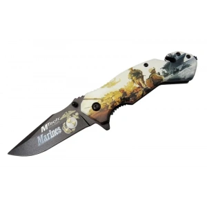 Mtech 4 23 2 Marines Kurtarma / Kamp Çakı 20cm - Yarı Otomatik, Kemerlikli, Cam Kırma Ve İp Kesme Aparatlı