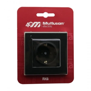 Mutlusan Rita-2220 600 0284b Blisterli - Kartlı Siyah - Topraklı Priz Çerçeveli (4172)