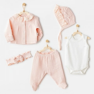 Natural Gift Müslin 5li Hastane Çıkışı Salmon