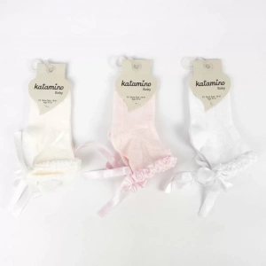 Oben Aks Kız Bebek Soket Çorap K48019 Asorti