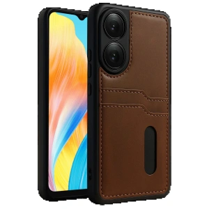 Oppo A38 Sara Kartvizitli Deri Kılıf - Taba