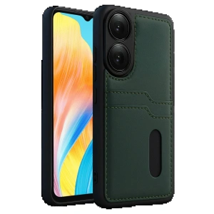 Oppo A38 Sara Kartvizitli Deri Kılıf - Yeşil