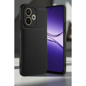 Oppo A5 Pro 4G Kılıf Auto Focus Karbon Kapak - Siyah