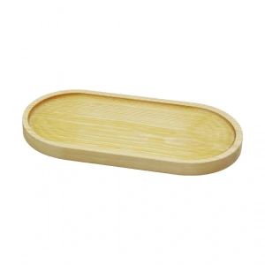 Oval Açık Renk=sade Ahşap Yağdanlık Altlık 25x12.5cm (4172)