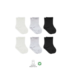 Penye Soket Çorap 6lı Ekru Gri Siyah