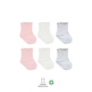 Penye Soket Çorap 6lı Pembe Ekru Gri