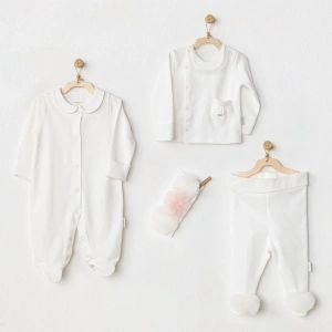 Petit Love Newborn Tüllü 4 Parça Set Ekru