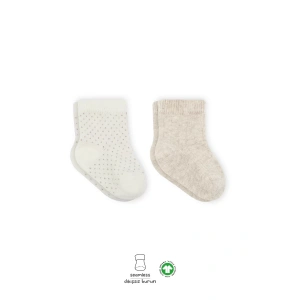 Puan Derby Penye Soket Çorap 2li  Bej Ekru