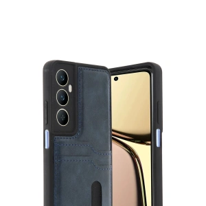 Realme C65 Sara Kartvizitli Deri Kılıf - Lacivert