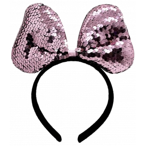 Renk Değiştiren Pullu Payetli Fiyonk Parti Tacı Pembe Gümüş Renk 20x16 Cm (4172)