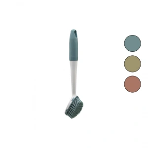 Renkli Silikon Çok Amaçlı Temizlik Fırçası Plastik Saplı=silikon Kılıflı 26.5cm (4172)