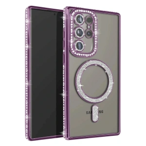 Samsung Galaxy S23 Ultra Joke Simli Magneticsafe Kılıf - Derin Mor