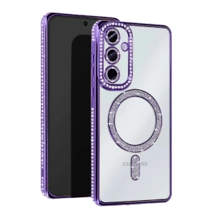 Samsung Galaxy S24 FE Joke Simli Magneticsafe Kılıf - Derin Mor