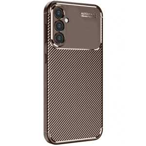 Samsung Galaxy S24 FE Kılıf Auto Focus Karbon Kapak - Kahverengi
