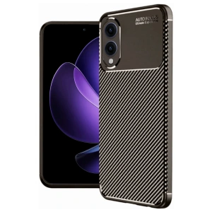 Samsung Galaxy S25 Edge Kılıf Auto Focus Karbon Kapak - Kahverengi