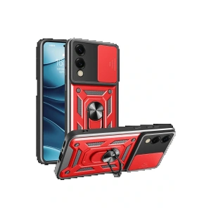 Samsung Galaxy S25 Edge Pars Lens Yüzüklü Silikon - Kırmızı