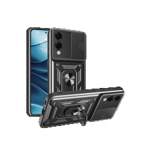 Samsung Galaxy S25 Edge Pars Lens Yüzüklü Silikon - Siyah