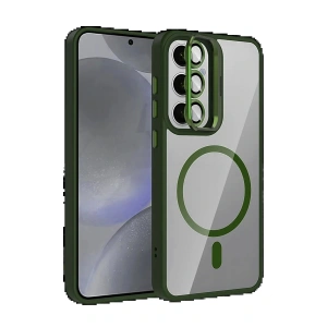 Samsung Galaxy S25 FE Remim Lensli Magsafe Standlı Kapak - Koyu Yeşil