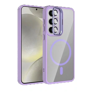 Samsung Galaxy S25 FE Remim Lensli Magsafe Standlı Kapak - Lila