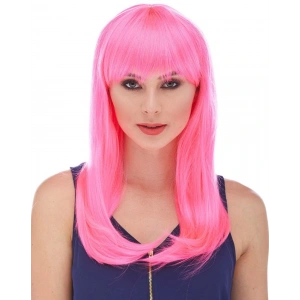 Şeker Pembesi Koyu Pembe Renk Uzun Düz Parti Peruğu (4172)