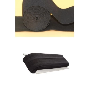 Siyah - 1.5cm Paça Lastik Yassı Geniş 10mt. (4172)
