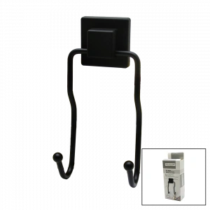 Siyah - 2li Metal Sarkık Askı Kare Güçlü Yapışkanlı 8x9x19cm (4172)