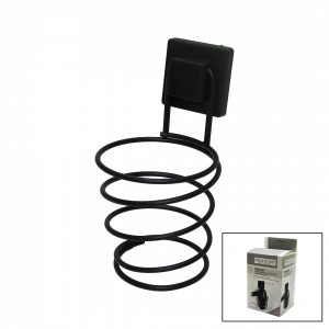 Siyah - Metal Fönlük Fön Makine Askısı Kare Macun Yapışkanlı10x11x15cm (4172)