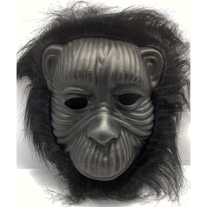 Siyah Renk Eva Goril Maskesi - Siyah Peluşlu Tüylü Orangutan Maskesi (4172)