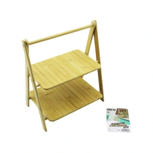 Stand - Ayaklı  2 Katlı Ahşap - Bambu Servis Sunum Tahtası 18x28cm -- 22x28cm (4172)